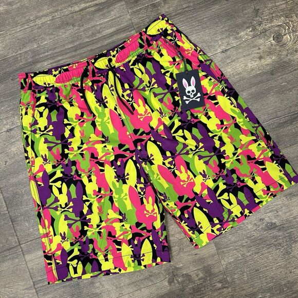NWT PSYCHO BUNNY Suncoast Swim Trunks Shorts HL22 Boys Size 18/20 (254)‎